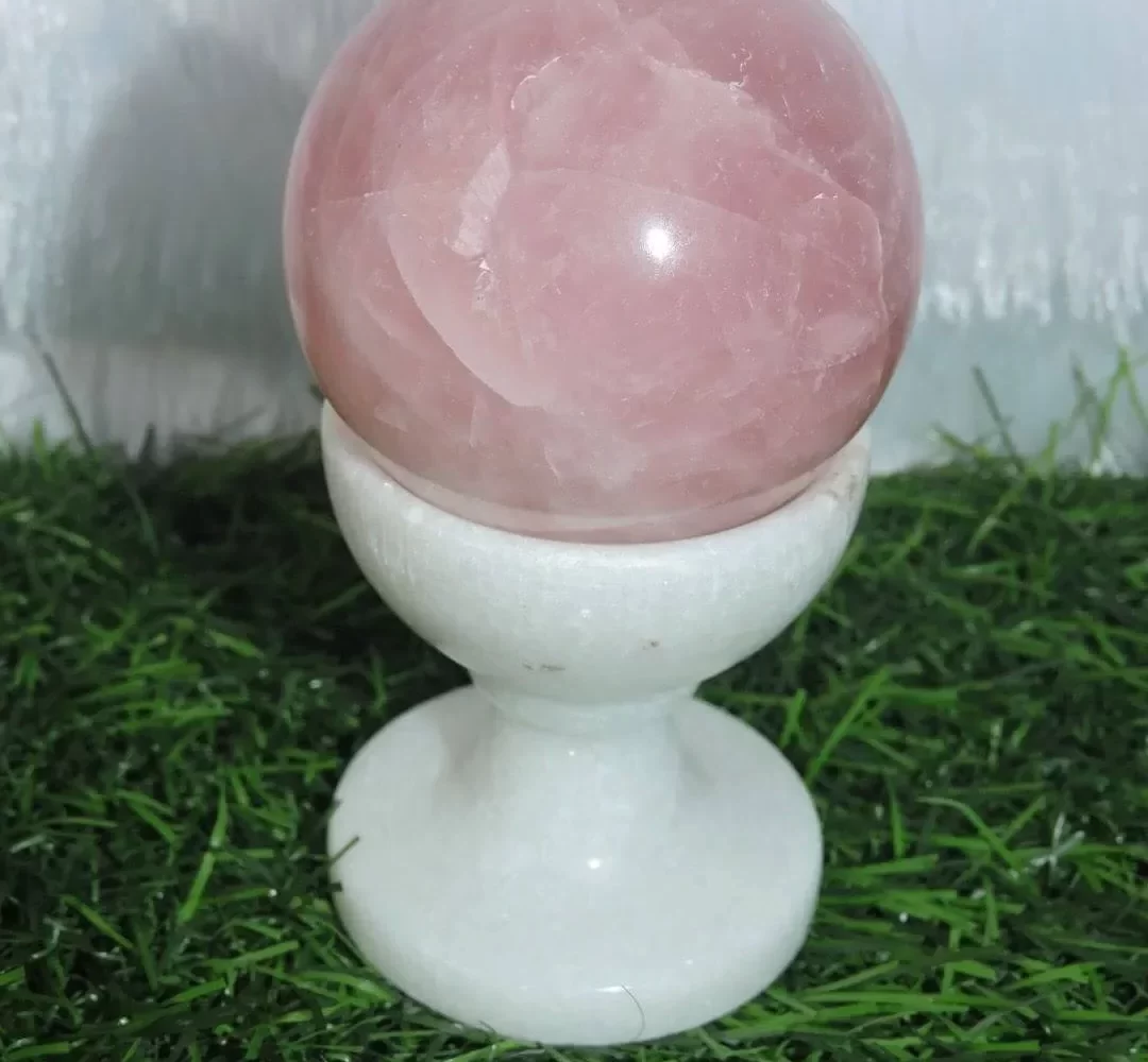 Rose Quartz Sphere Crystal Ball | Love & Healing Energy - Image 2