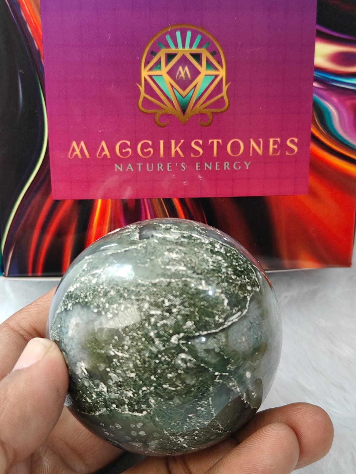 Moss Agate Sphere Crystal Ball