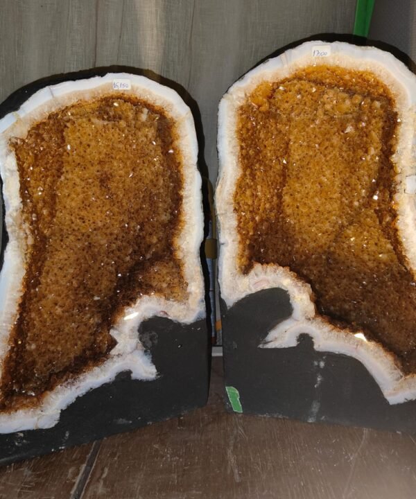 High Quality Citrine Crystal Cave Pair | Wealth & Positivity